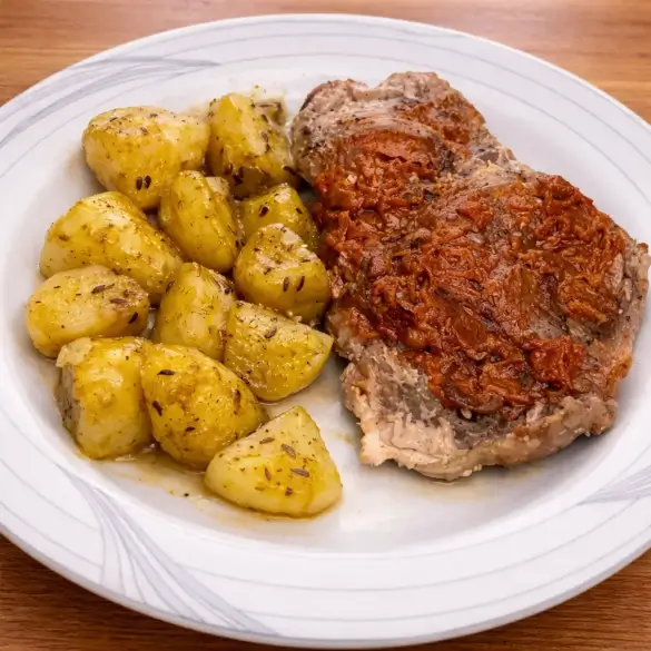 Folienschnitzel mit Kümmelkartoffeln
