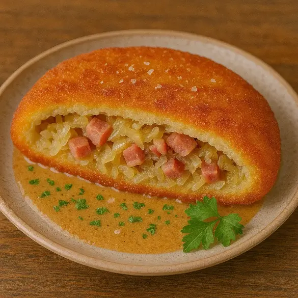 Langos gefüllt mit Sauerkraut & Speckwürfeln