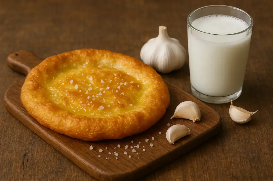 Langos mit Knoblauchöl & Salz