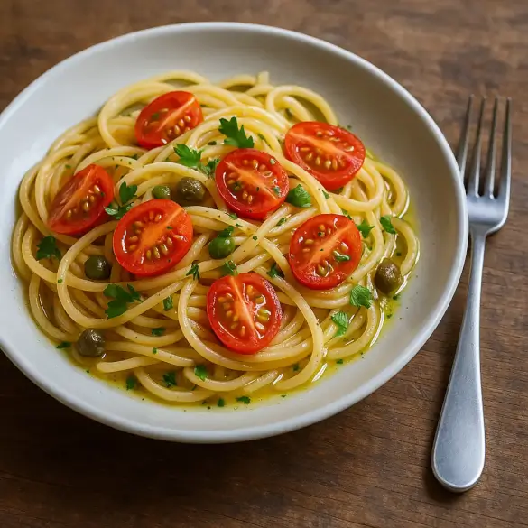 Nudeln mit Kapern und Tomaten