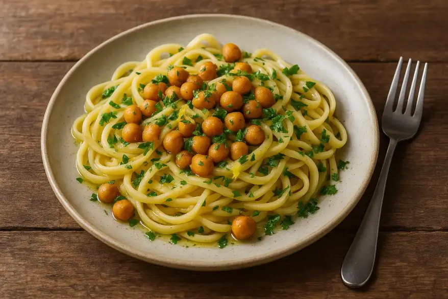Nudeln mit Kichererbsen