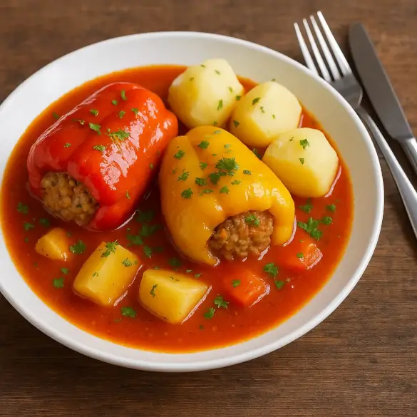 Paprika gefüllt mit Faschiertem