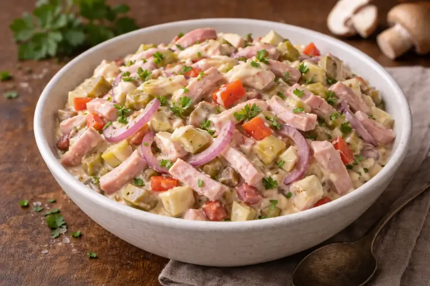 Wurstsalat mit Mayonnaise